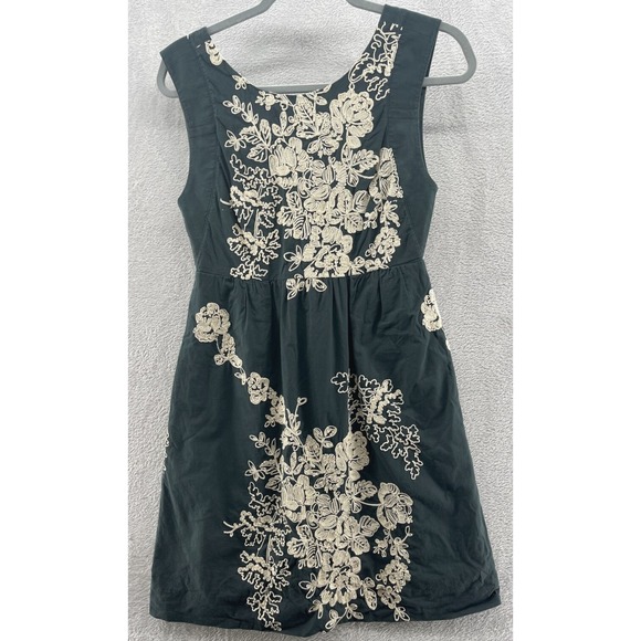 J.Crew Dress WOMENS SMALL Mirabel Sleeveless GREEN Cream Embroidery - Picture 1 of 8